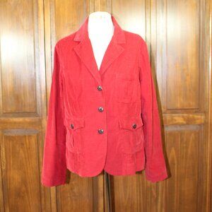 Talbots Red Corduroy Jacket - Stretch - 3 Button - Women’s Size 14 P - Cotton